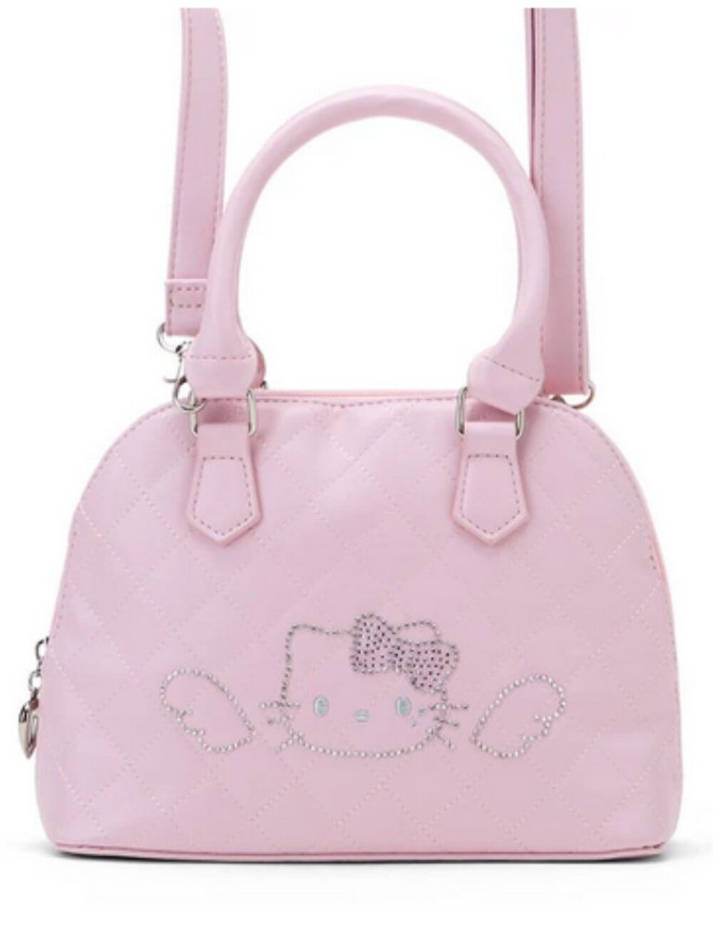 NWT Hello Kitty Angel Rhinestone Quilted Baby Pink Dome Handbag Crossbody Purse